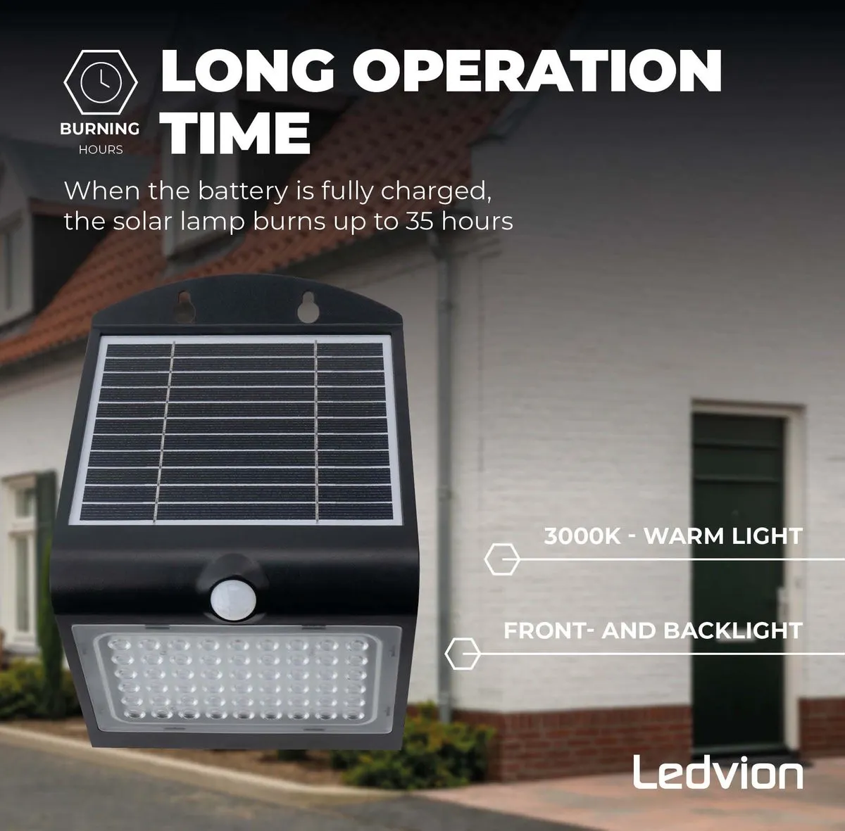 Ledvion Solar LED Wandlamp 4W 3000K IP65 - Zwart