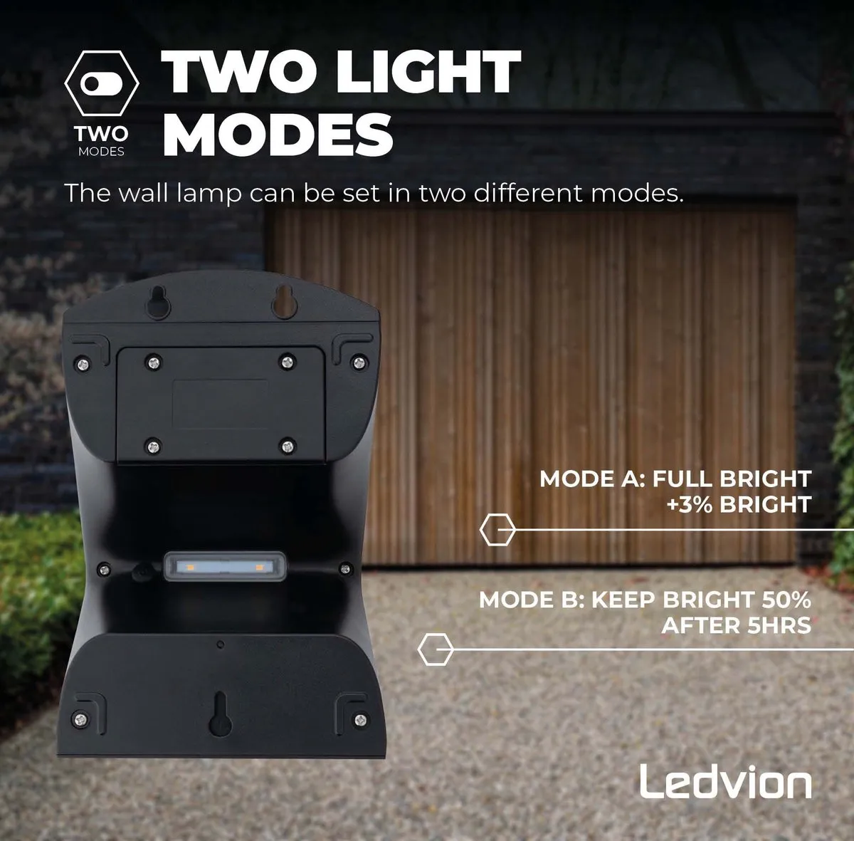 Ledvion Solar LED Wandlamp 4W 3000K IP65 - Zwart - afbeelding 6 van 6
