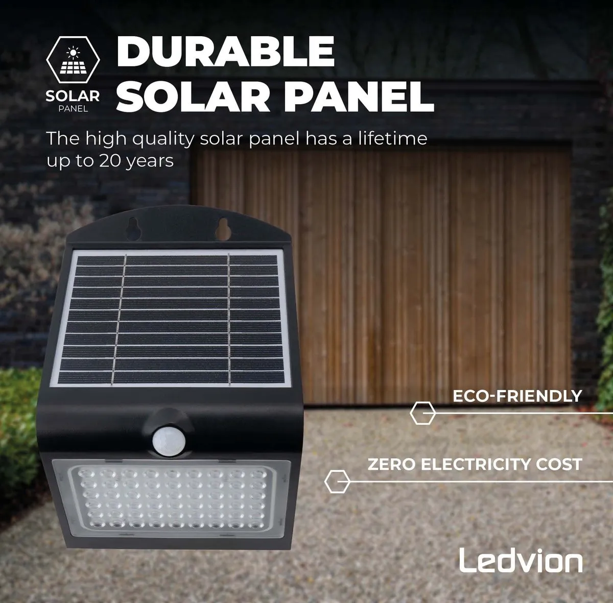 Ledvion Solar LED Wandlamp 4W 3000K IP65 - Zwart