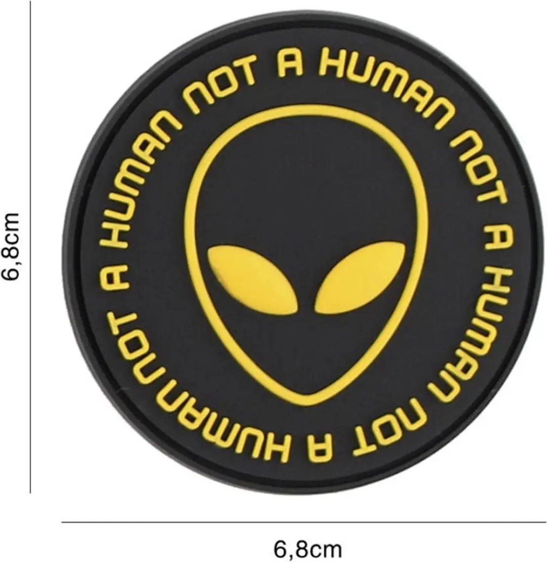 Embleem 3D PVC Not Human Zwart/Geel
