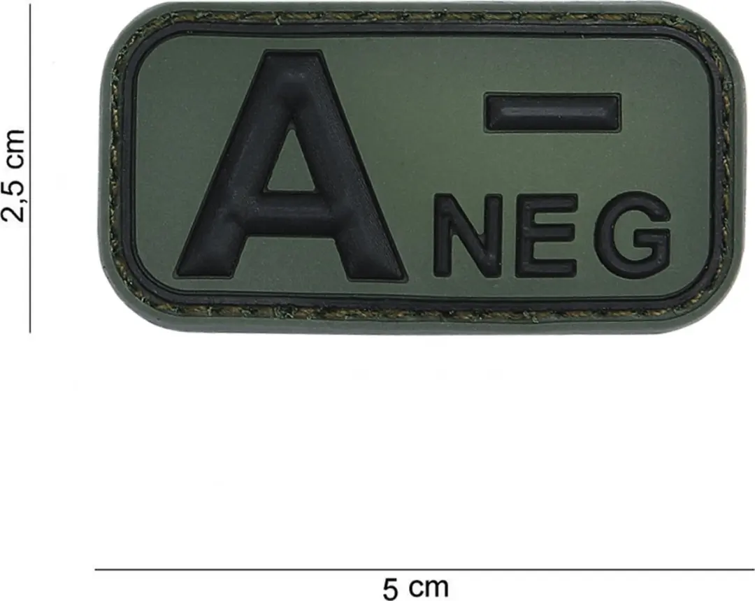 Embleem 3D PVC bloedgroep A- negatief groen