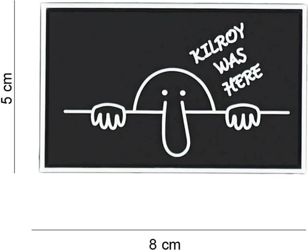 Embleem 3D PVC Kilroy was here zwart