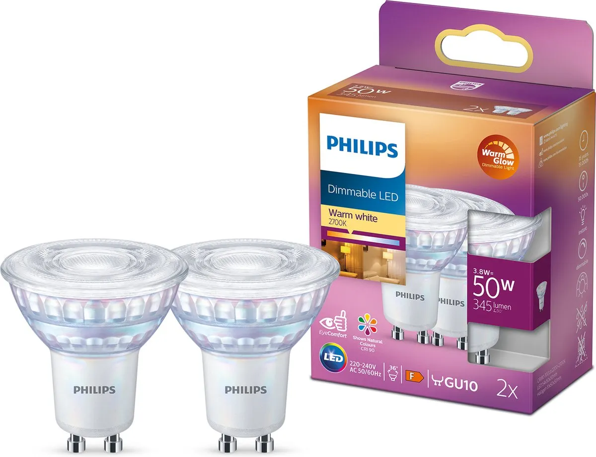 Philips LED Spot GU10 3.8W Warmwit