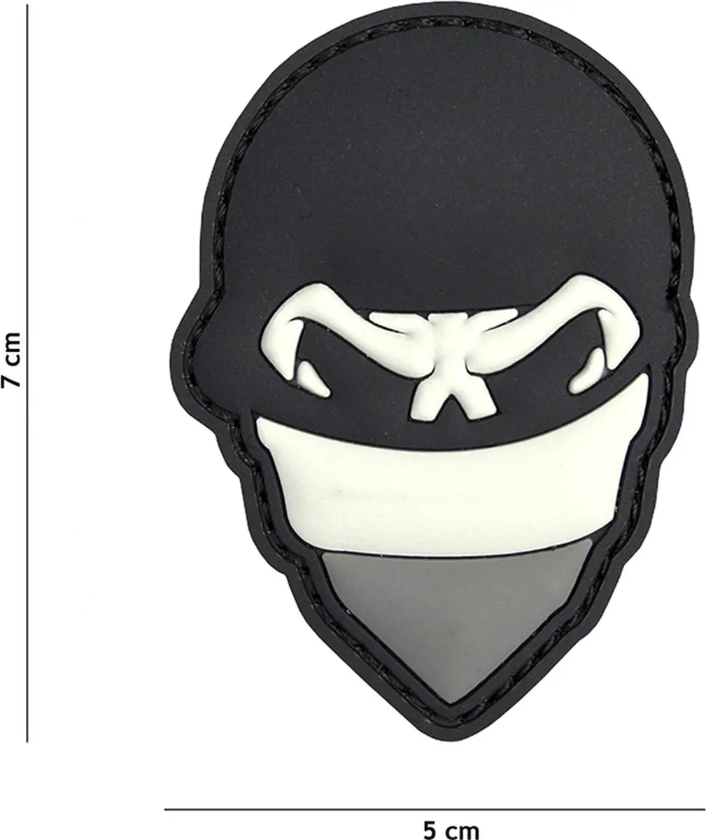 Embleem 3D PVC Polish skull balaclaca grijs