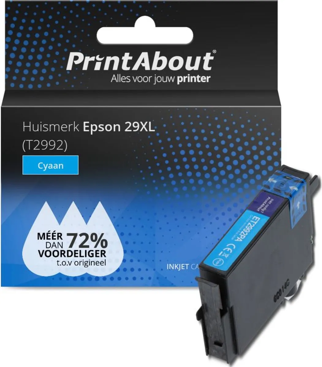 PrintAbout Epson 29XL Cyaan Inktcartridge T2992-PA - 900 Pagina's