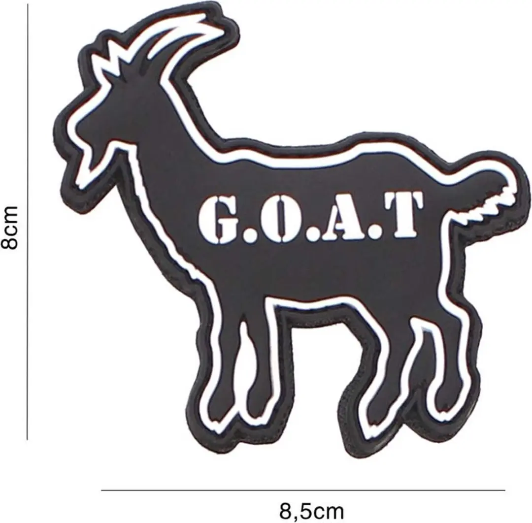 Embleem 3D PVC G.O.A.T. zwart