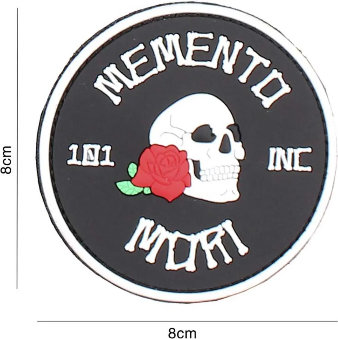 Embleem 3D PVC Memento mori rond zwart