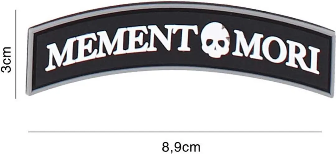 Embleem 3D PVC Memento mori tab zwart