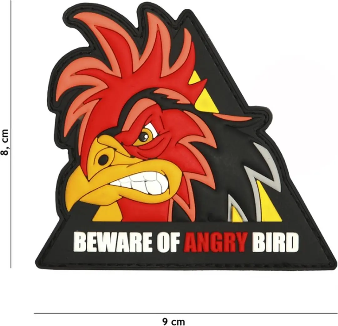 Embleem 3D PVC Beware Of Angry Bird Driehoek