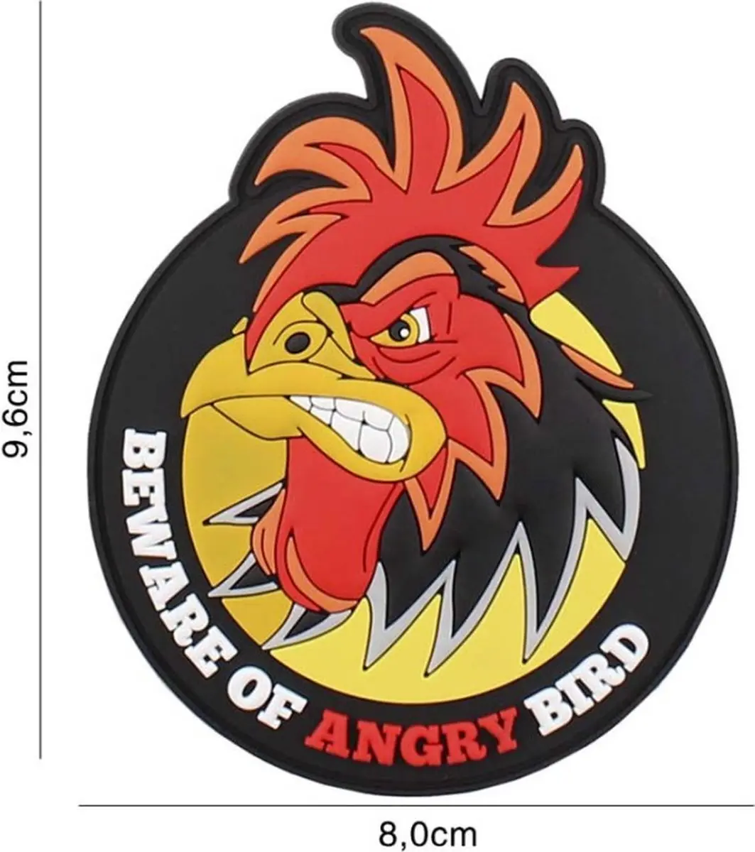 Embleem 3D PVC Beware Of Angry Bird Rond