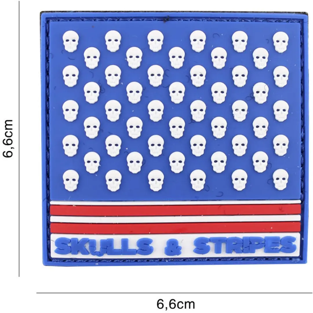 Embleem 3D PVC Skulls & Stripes Vierkant