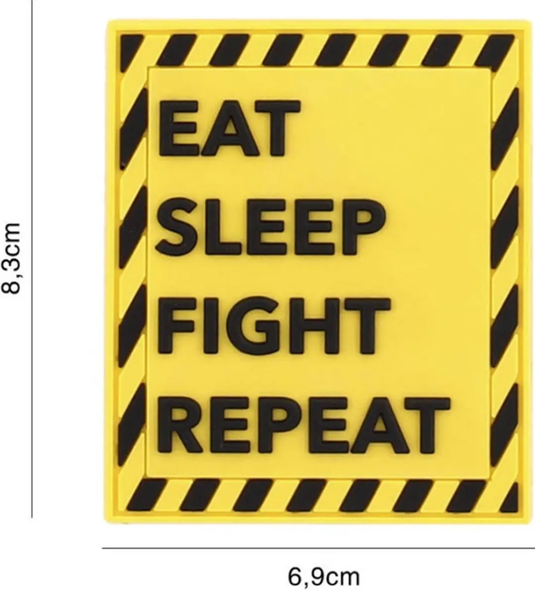 Embleem 3D PVC Eat Sleep Fight Repeat Geel