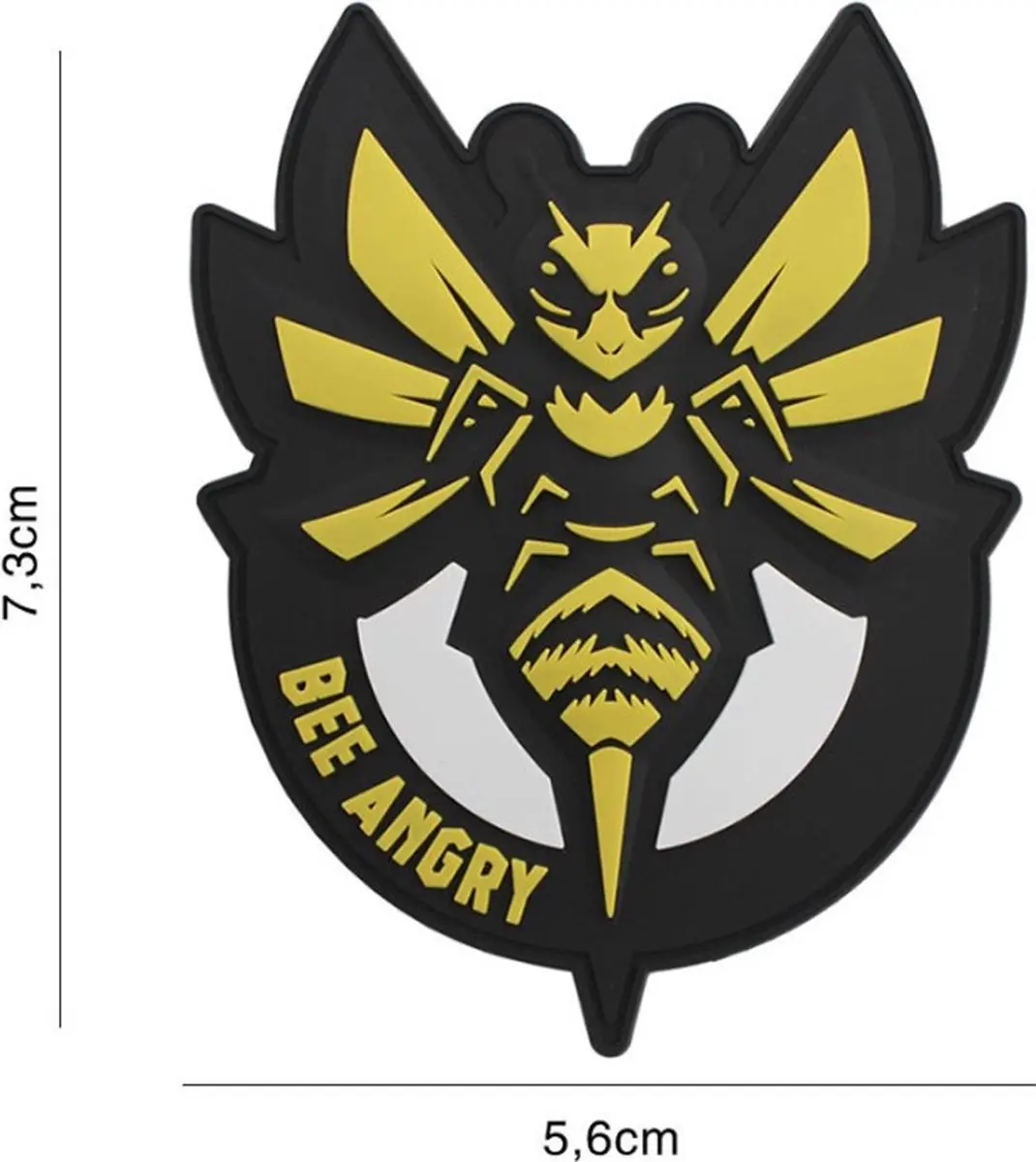 Embleem 3D PVC Bee Angry Geel