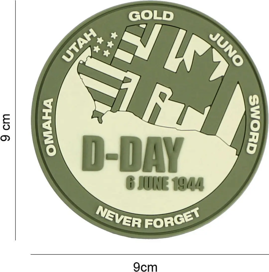 Embleem 3D PVC D-Day Never forget groen