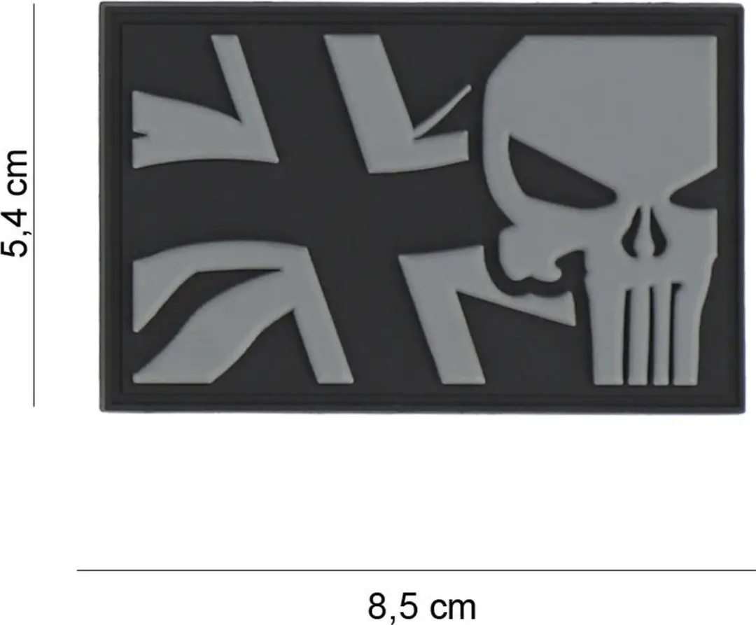 Embleem 3D PVC Punisher UK vlag grijs