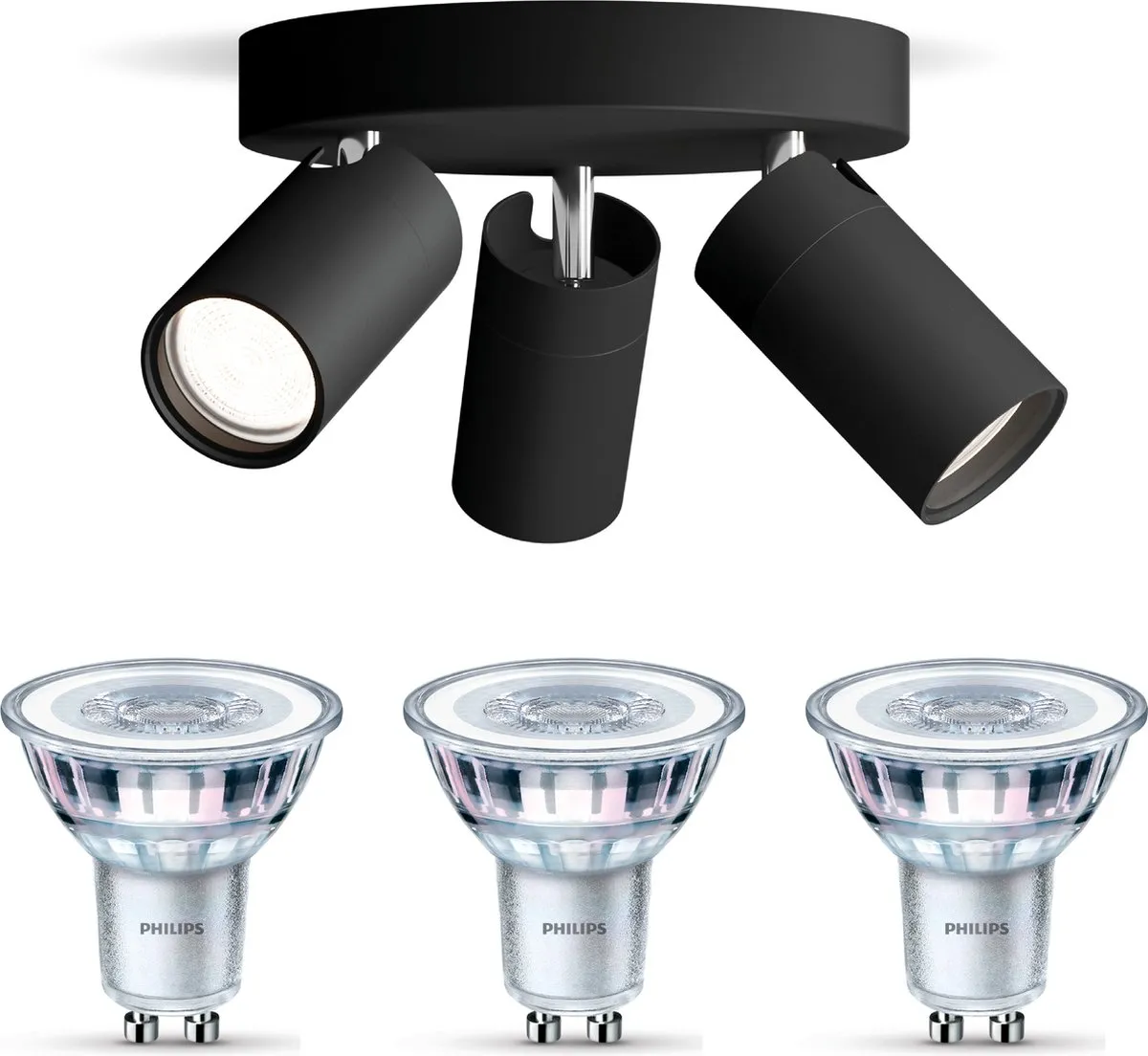 Philips Idris Opbouwspot 3x GU10 - 2700K - Zwart