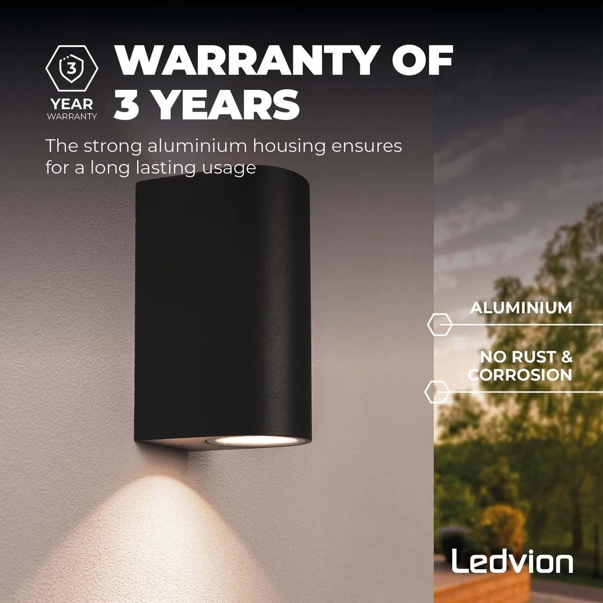 LEDVION Santa Barbara Wandlamp GU10 - 2 Stuks - Zwart - afbeelding 6 van 6