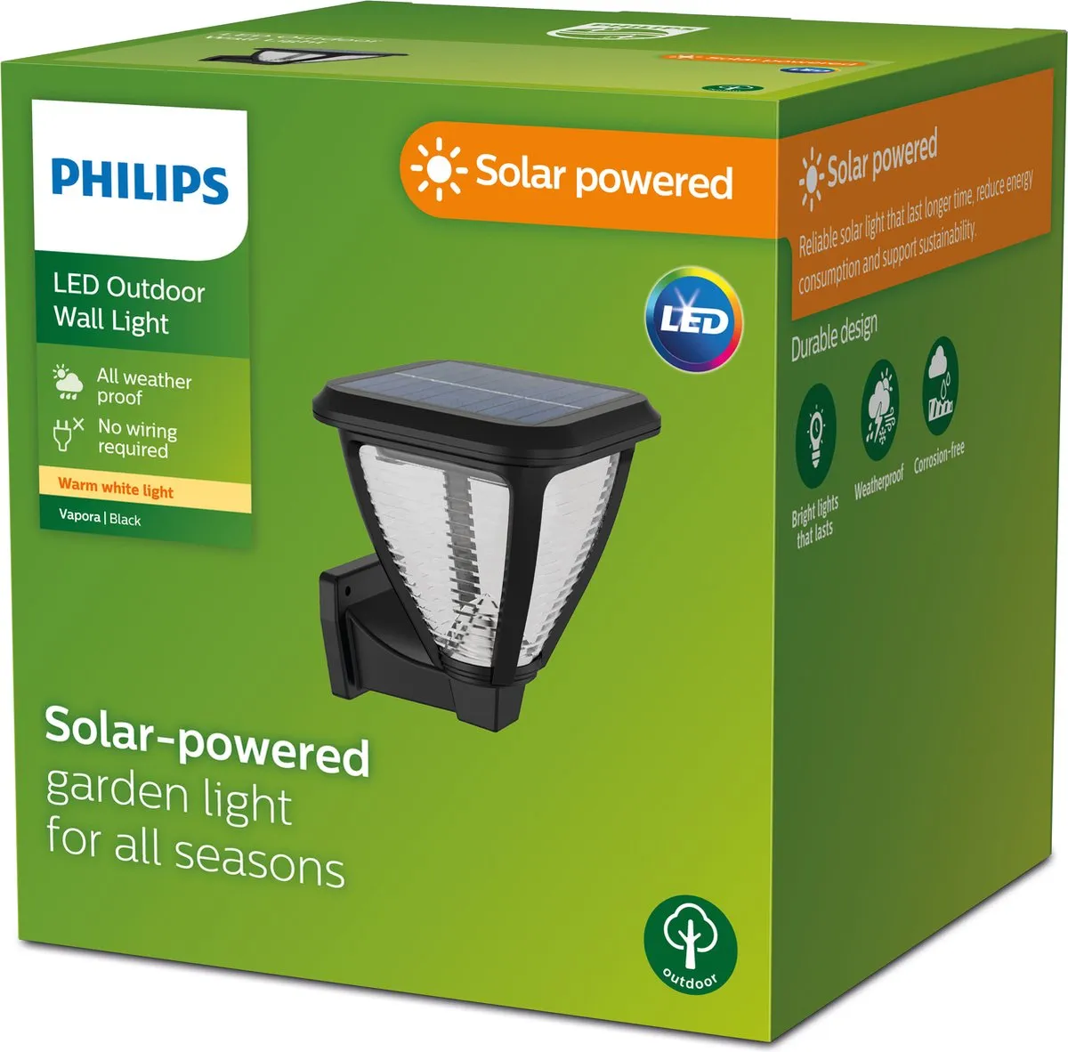 Philips Vapora Solar Wandlamp - Zwart