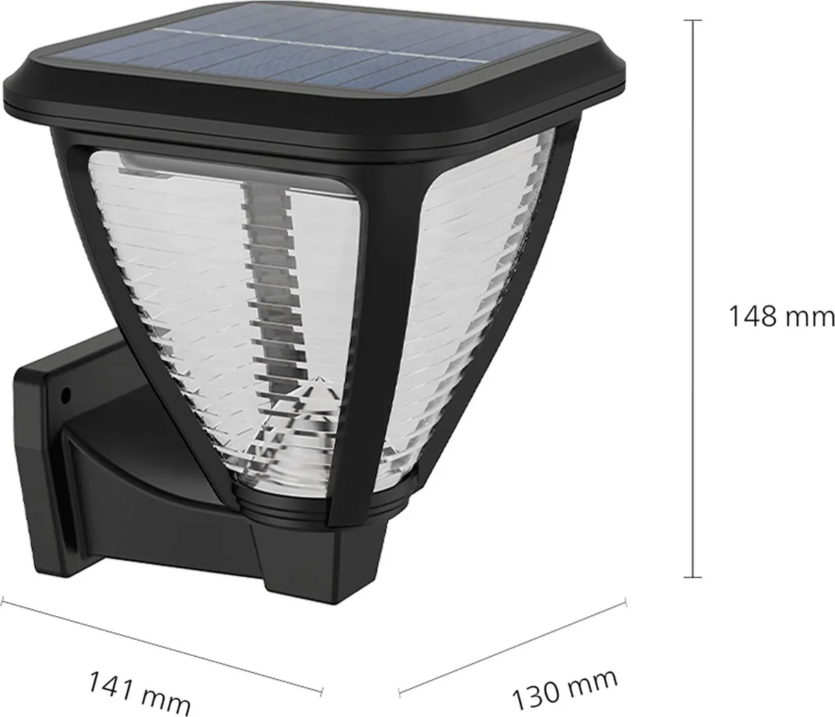 Philips Vapora Solar Wandlamp - Zwart