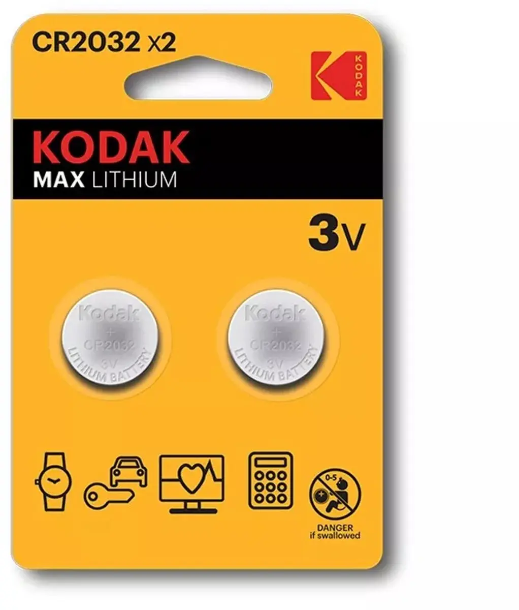 Kodak CR2032 Knoopcelbatterij 210mAh - 2 Stuks