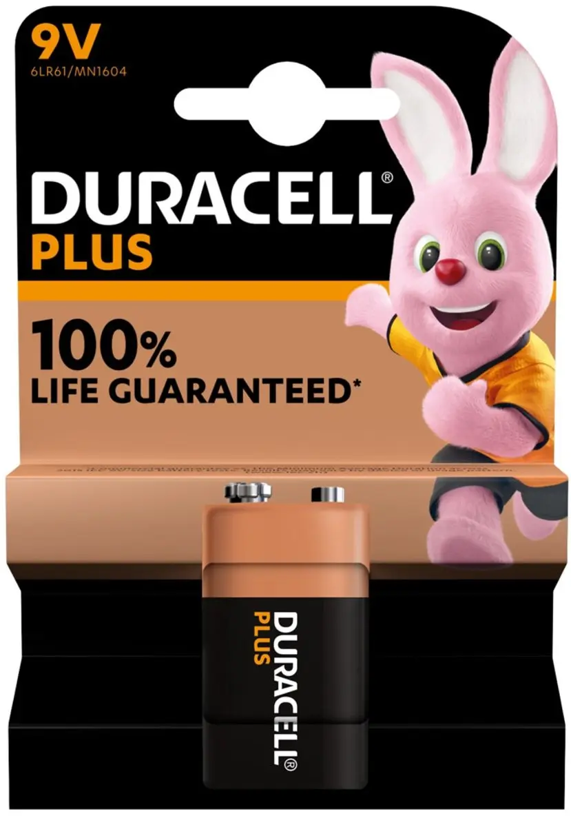 Duracell Plus 100 9V Alkaline Batterijen - 5 Stuks