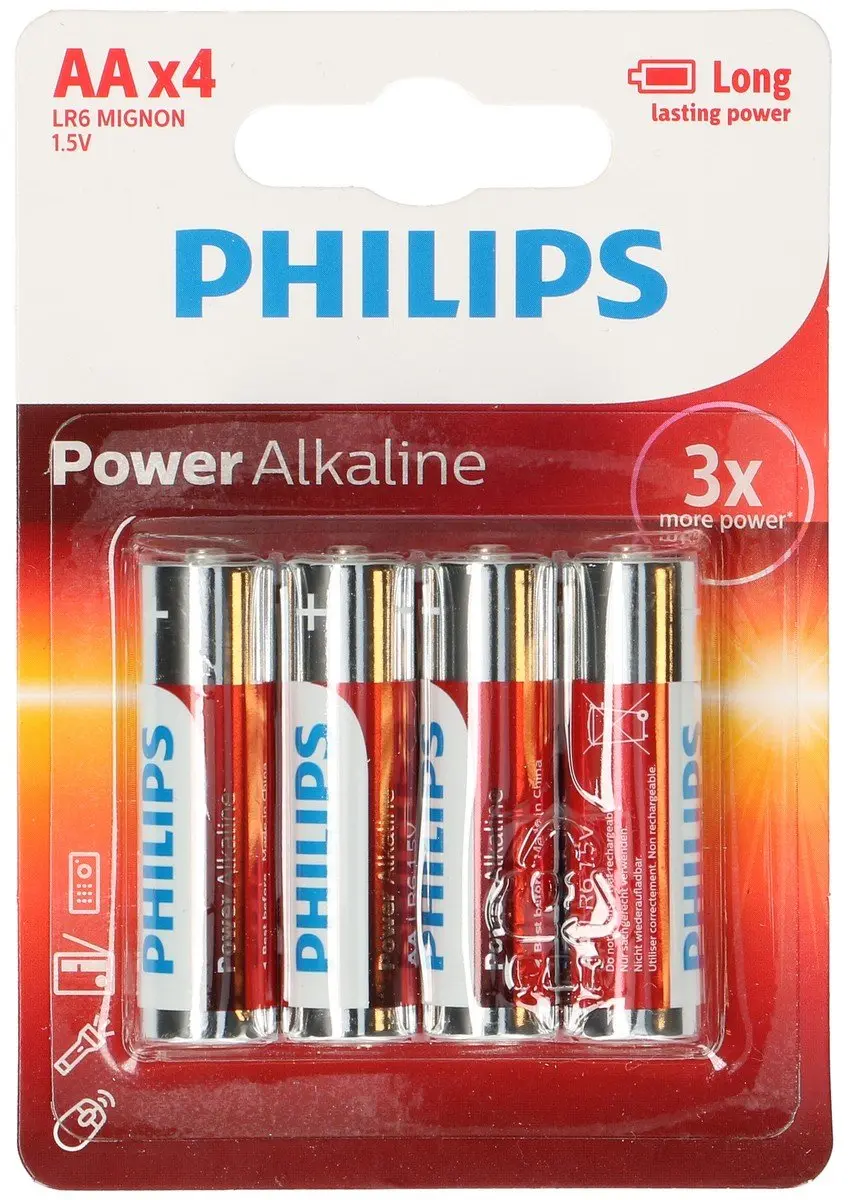 Philips AA Alkaline Batterijen - 4 Stuks