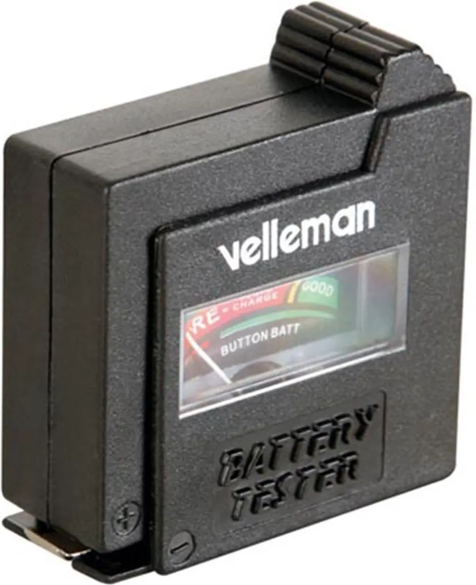 Velleman Batterijtester, analoog, voor standaardbatterijen (AAA, AA, C, D, E-blo