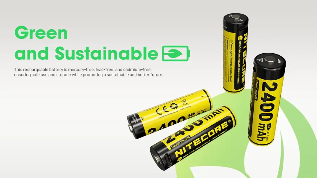 Nitecore NH2400 AA Oplaadbare Li-Ion Batterij 2400mAh - USB-C