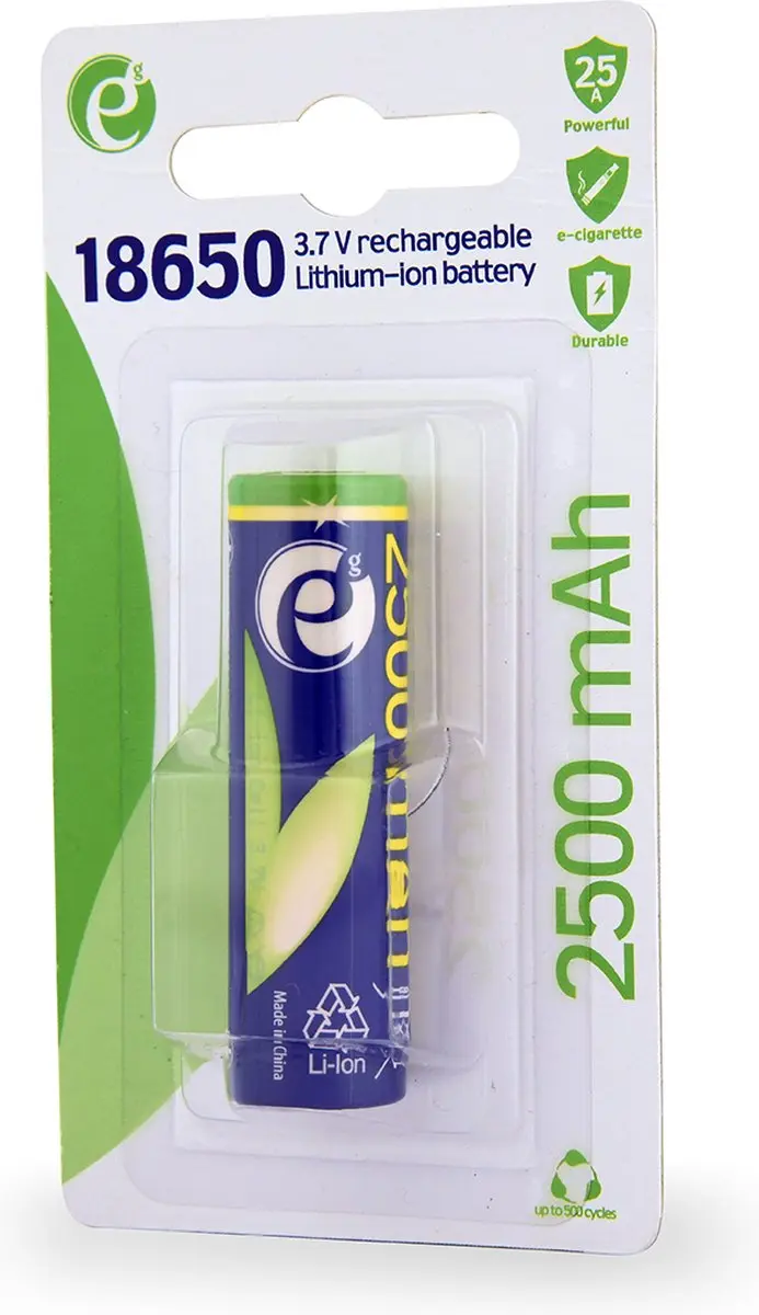 Gembird EG-BA-18650-10C/2500 Oplaadbare Li-ion Batterij 2500mAh