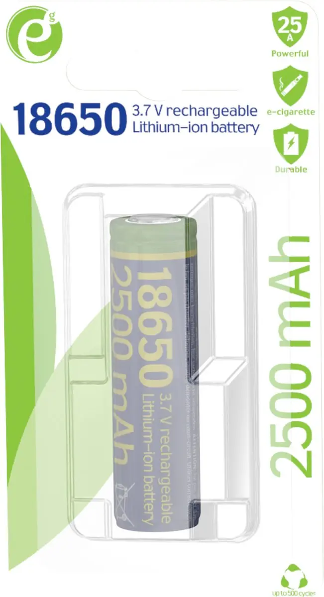Gembird EG-BA-18650-10C/2500 Oplaadbare Li-ion Batterij 2500mAh