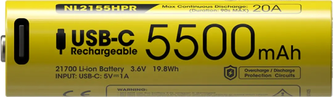 Nitecore NL2155HPR Oplaadbare 21700 Li-Ion Batterij 5500mAh