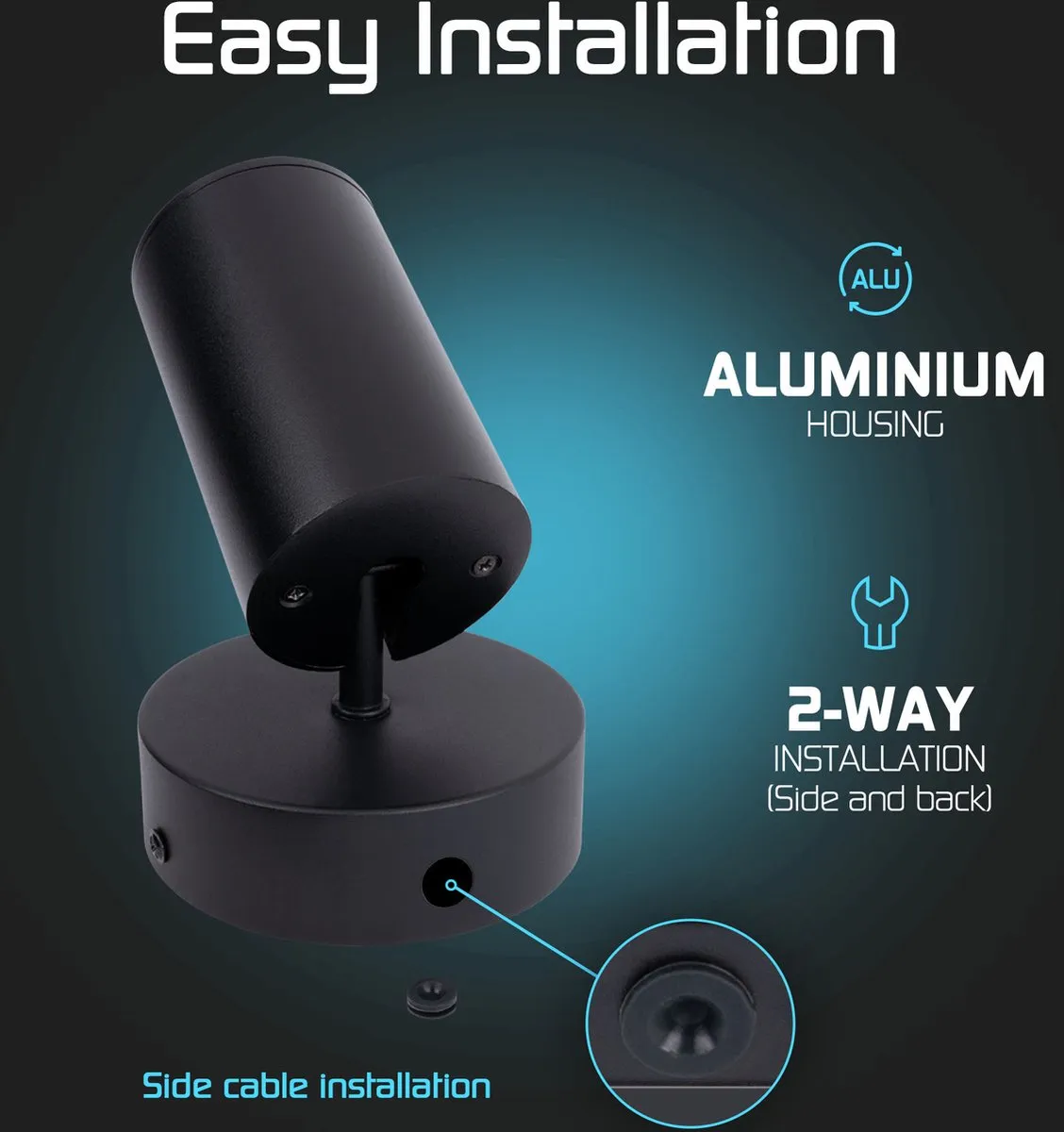 Ledvion LED Plafondspot GU10 - Zwart