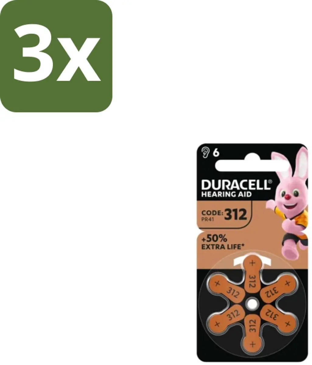 Duracell Gehoorapparaat Batterijen 312 - 180mAh - 18 Stuks