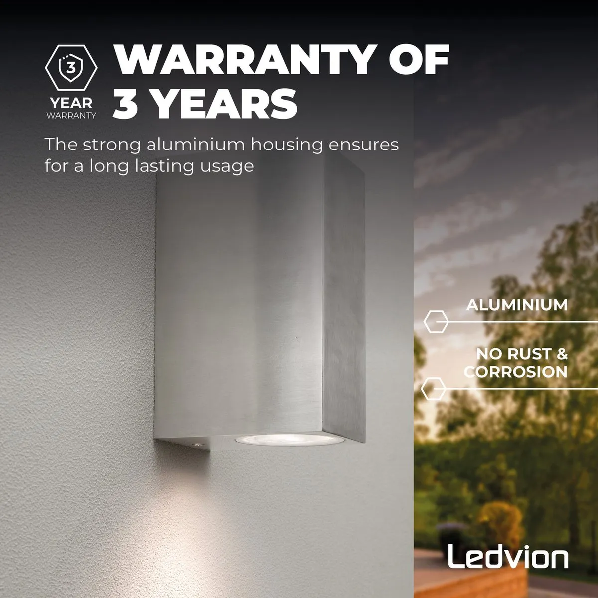 Ledvion LED Wandlamp GU10 2x35W IP54 - Grijs