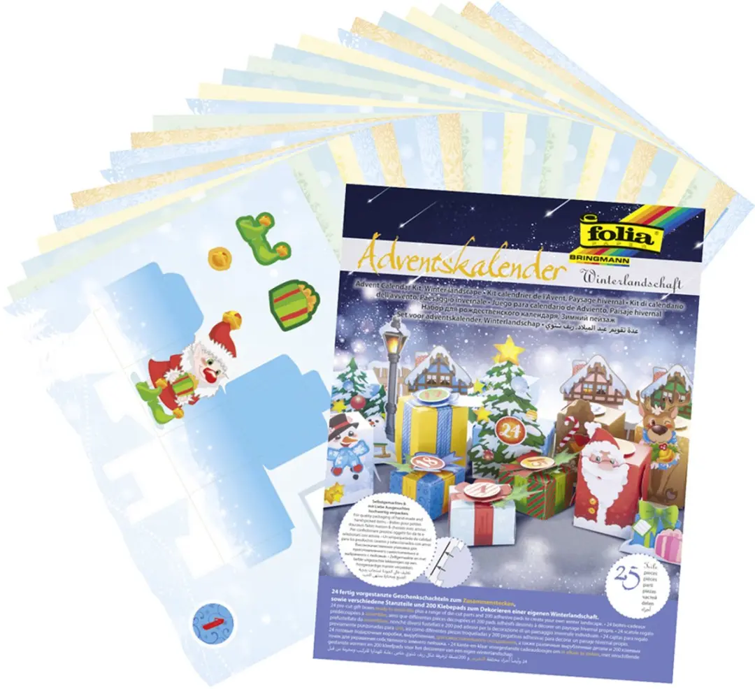 Folia Adventskalender Winterlandschap 25 Vakken - Multicolor