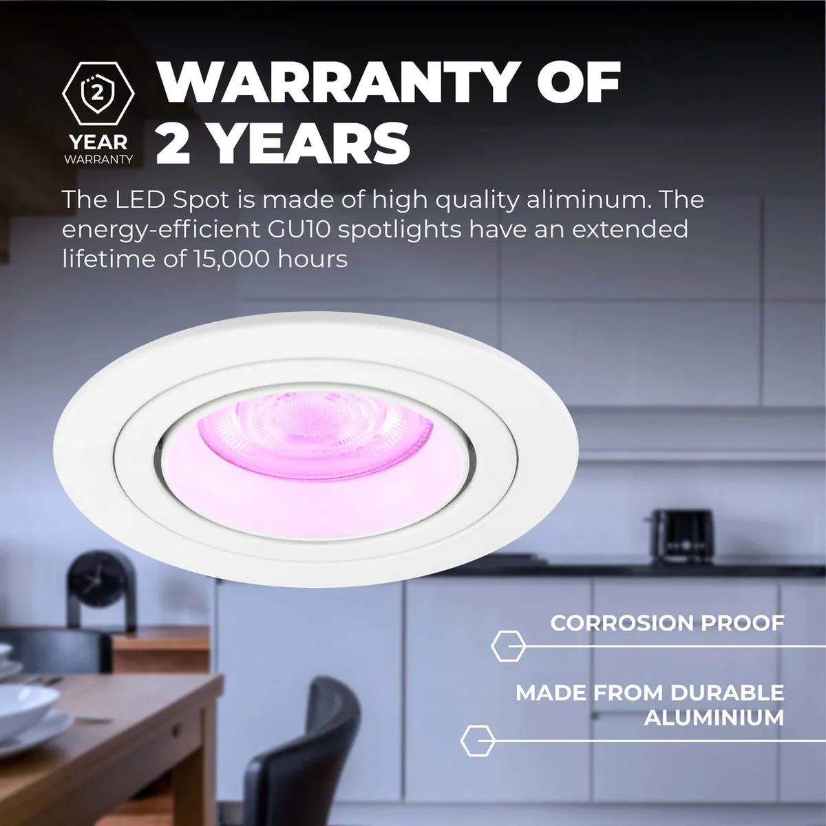 Ledvion 3X Smart LED Inbouwspot Tokyo - 3 Stuks - 4.9W - RGBW - afbeelding 6 van 6