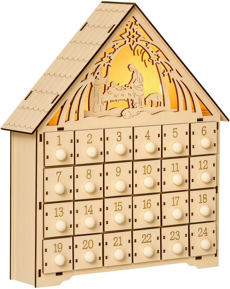 HOMCOM Christmas Advent Calendar Sperrholz 26,6L x 6B x 30H cm Naturholz