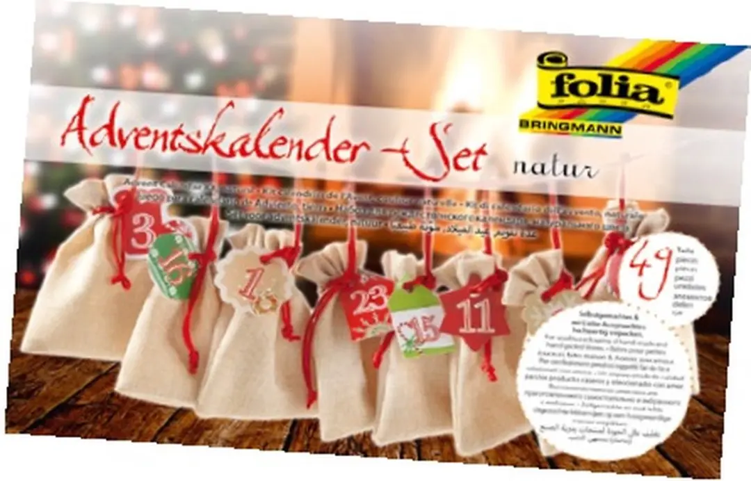 Folia Jute Adventskalender Set - Rood/Naturel
