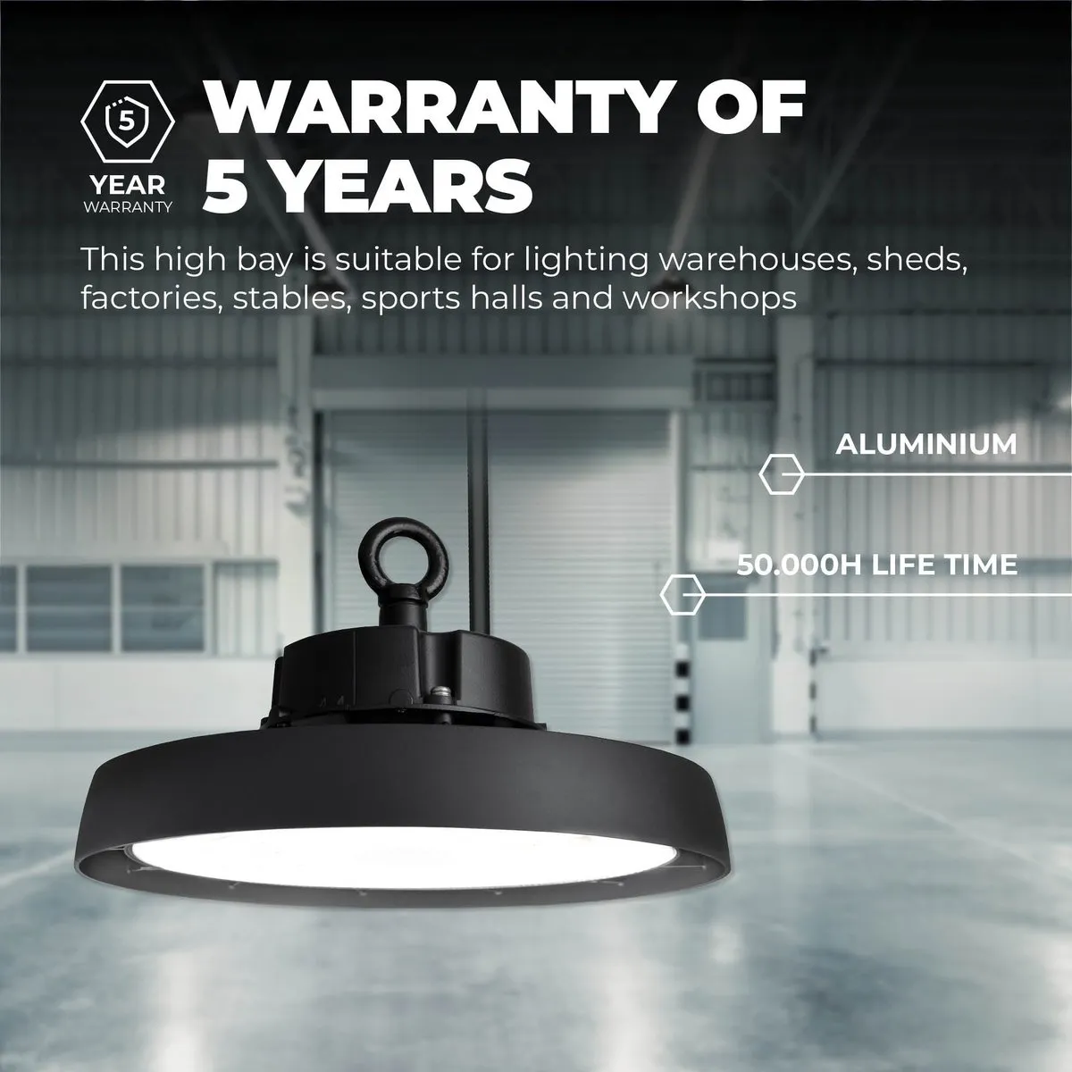 LEDVION LED High Bay Sensor 100W 19.200Lm - Zwart