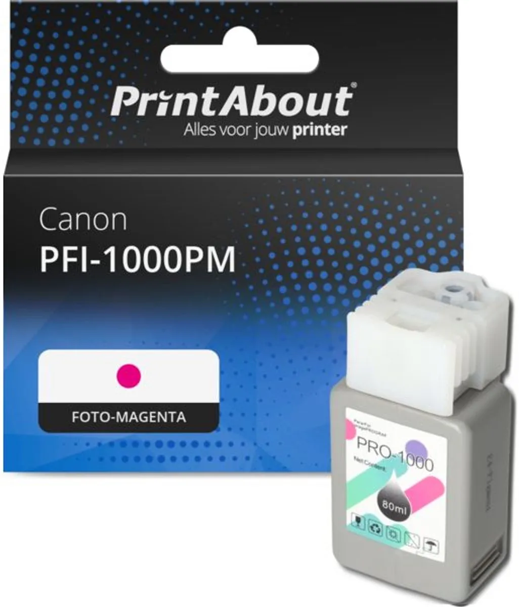 PrintAbout PFI-1000PM Inktcartridge - Foto-magenta 87ml - o.a. Canon