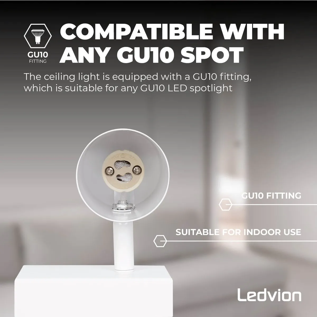 Ledvion LED Plafondspot GU10 Dimbaar Wit Kantelbaar