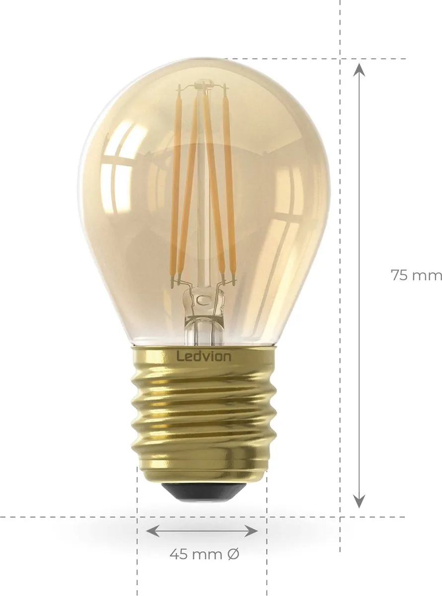 LEDVION E27 LED Lamp Goud 1W - 2100K