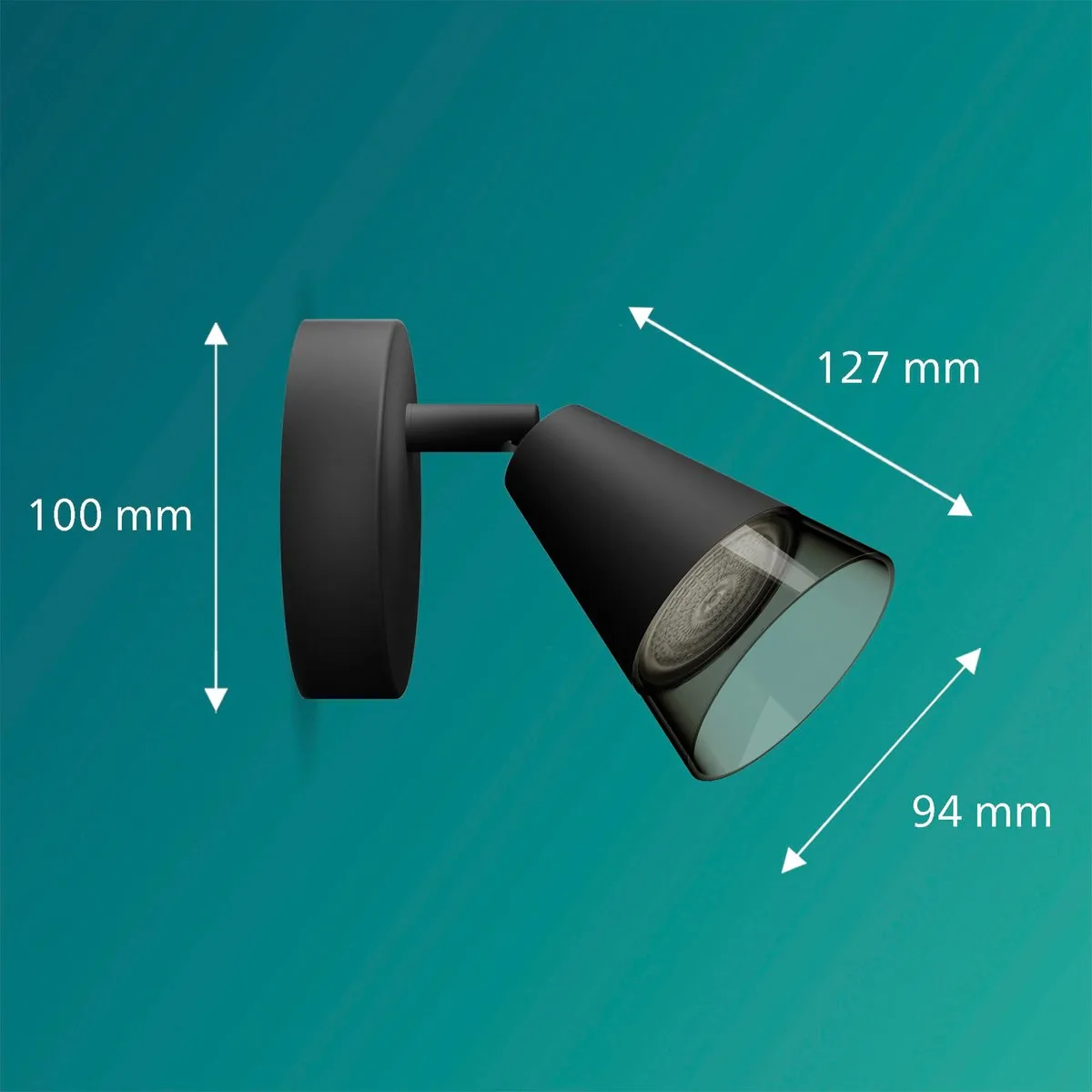 Philips Cleft Opbouwspot GU10 - 4,6W Warmwit - Zwart