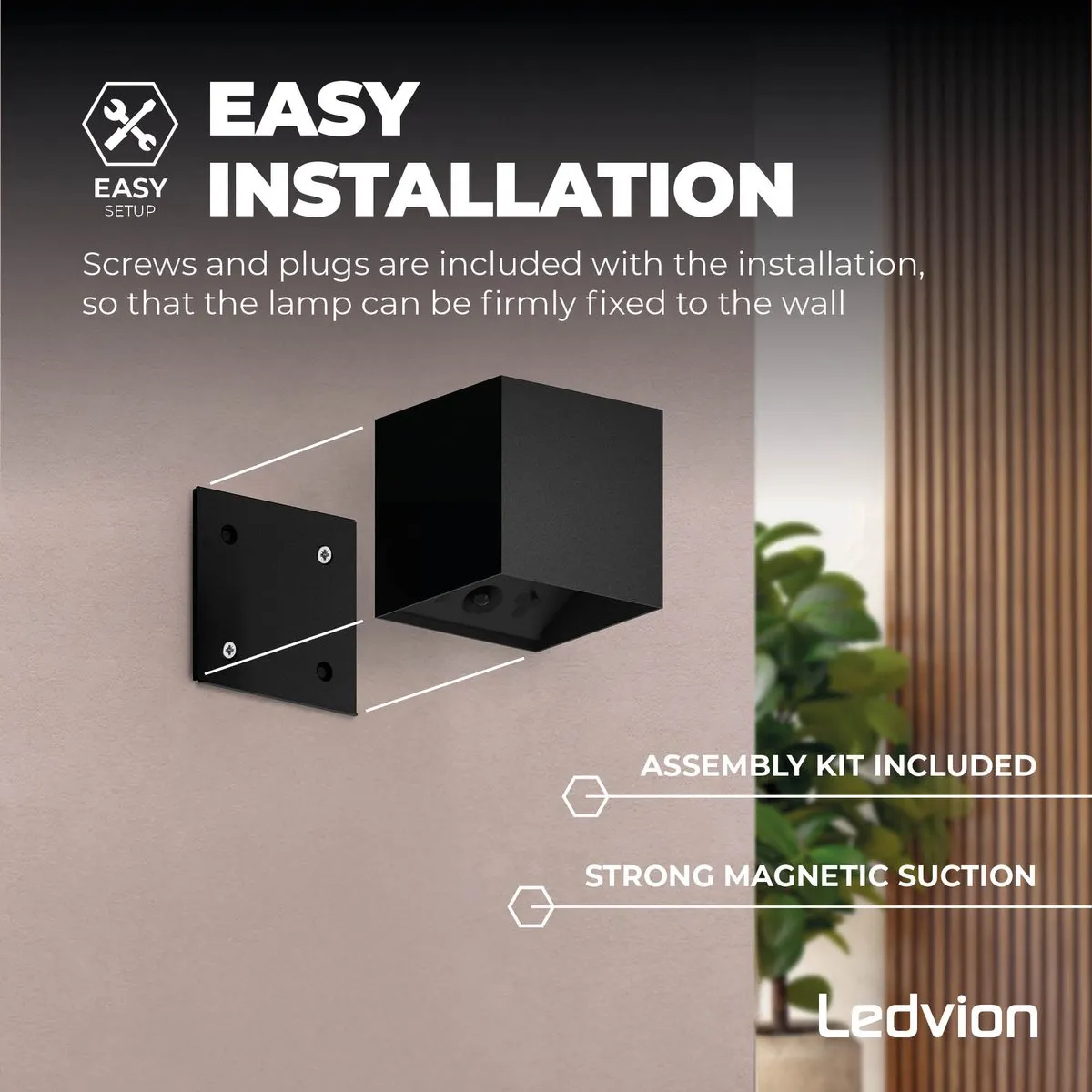 LEDVION 4x USB Oplaadbare Wandlamp Zwart - 2700K 150 Lumen