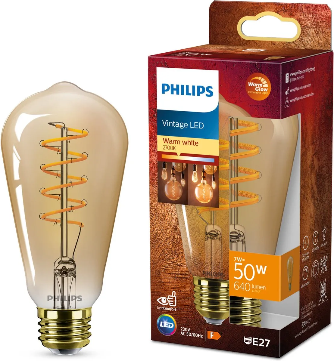 Philips Deco LED WarmGlow ST64 E27 7W
