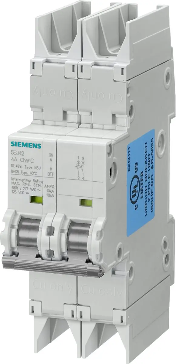 Siemens Miniature circuit breaker 480 Y/277 V 10 kA, 2-pole, C, 20 A, in accor