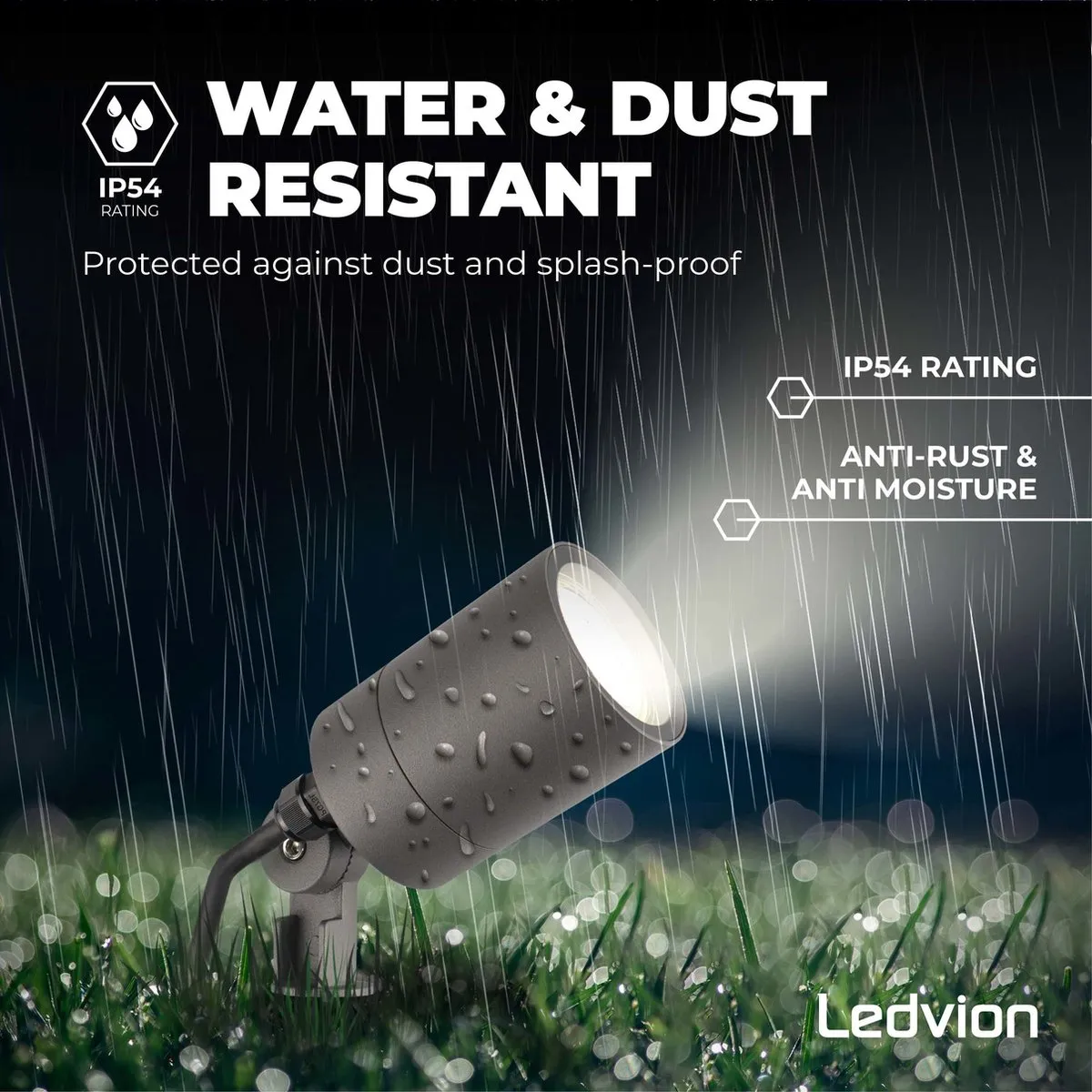 LEDVION 6x LED Prikspots Antraciet IP65 5W 4000K