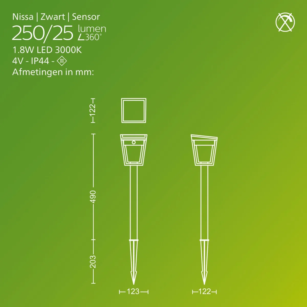 Philips Nissa Solar Sokkellamp 1.8W - Zwart