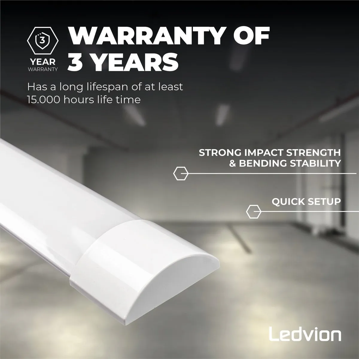 LEDVION LED Batten 120cm 30W 4200lm - Koel Wit - afbeelding 6 van 6