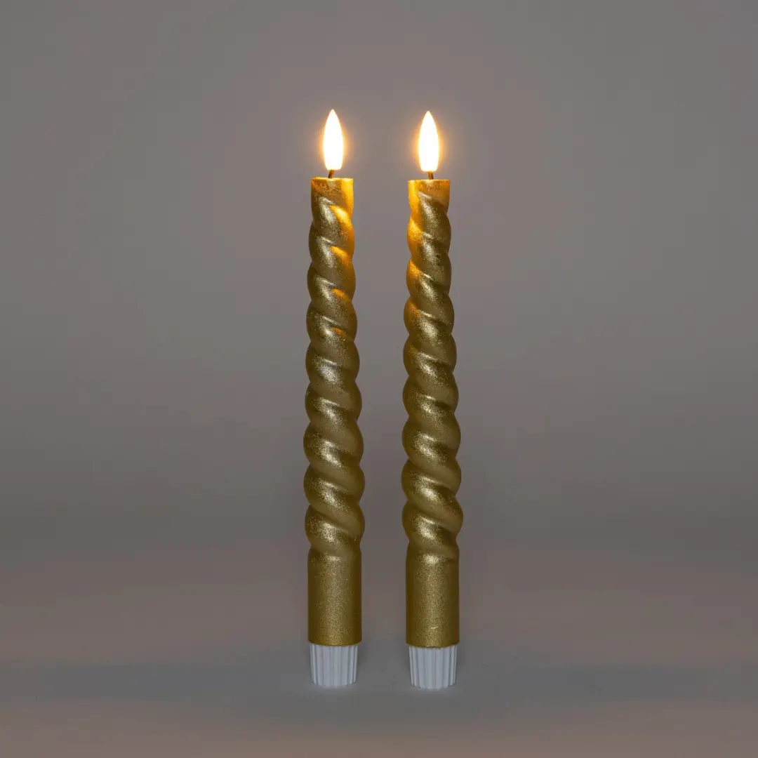 Anna's Collection LED Dinerkaarsen Swirl Goud - 2 Stuks